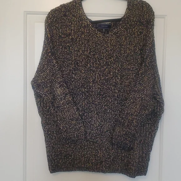 Lumiere Slouchy Knit Sweater Navy and Metallic Gold Sz M/L - Picture 1 of 5